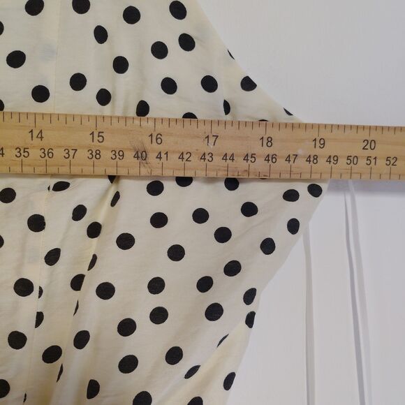 Rachel Zoe Women Sleeveless Rayon Midi Dress SZ 12 Cream/Polka Dot Retro Pin Up - Picture 4 of 9